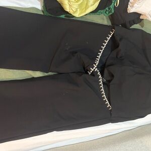 Area cut out Elegant Black Women's Pants with Embellishments